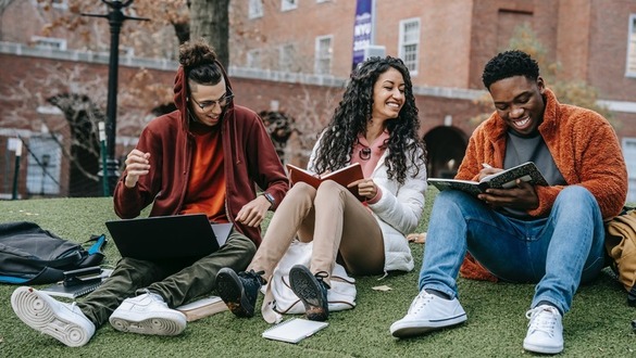 college students studying on campus